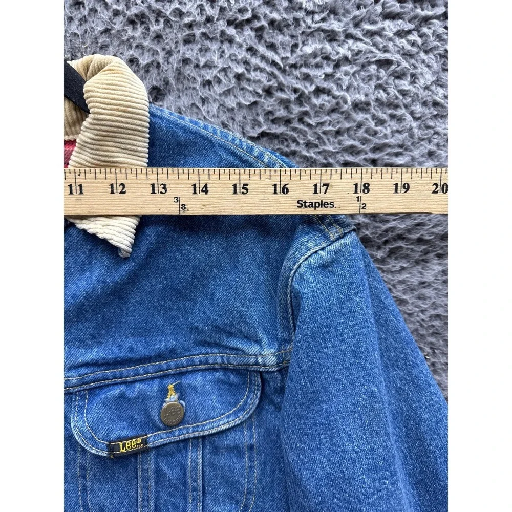 Vintage 80s Lee Storm Rider Flannel Lined Denim Trucker Jacket Blue Mens Size S